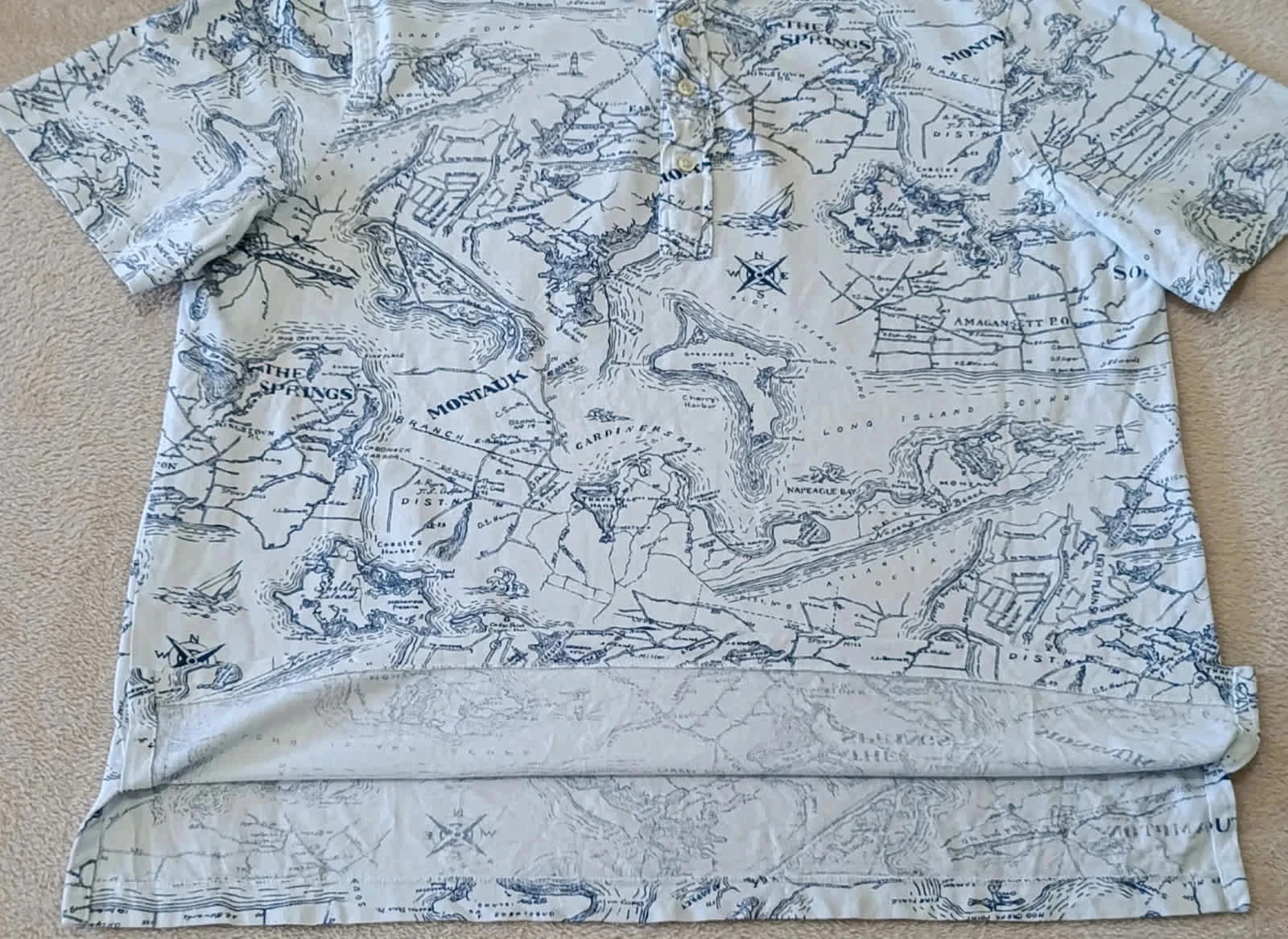 Polo Ralph Lauren white knit oxford Topographie blue Size XL – photo 8